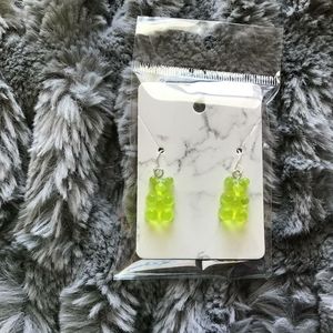 Green gummy bear earrings